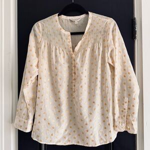 J Crew Star-Patterned Cream Blouse